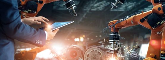 Manager engineer check and control automation robot arms machine in intelligent factory industrial on real time monitoring system software. Welding robotics and digital manufacturing operation. Manager engineer check and control automation robot arms machine in intelligent factory industrial on real time monitoring system software. Welding robotics and digital manufacturing operation.